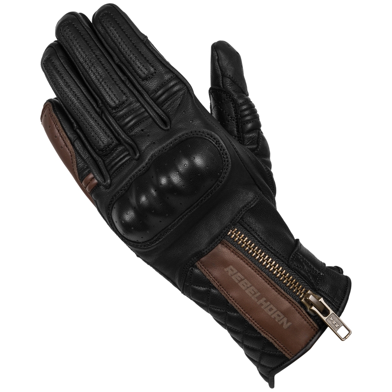 Guantes de moto para mujer Rebelhorn Hunter negros y marrones liquidación