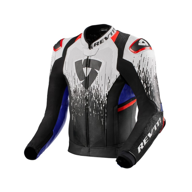 Chaqueta de moto Revit Quantum 2 Pro Air Negra, Blanca y Azul liquidación