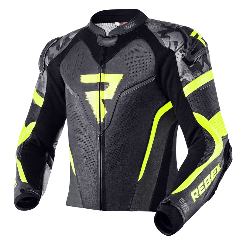 Chaqueta de moto Rebelhorn Rebel negro-gris-amarillo fluo liquidación