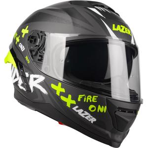 Casco integral de moto Lazer Rafale SR Ride Oni gris-blanco-amarillo fluo liquidación