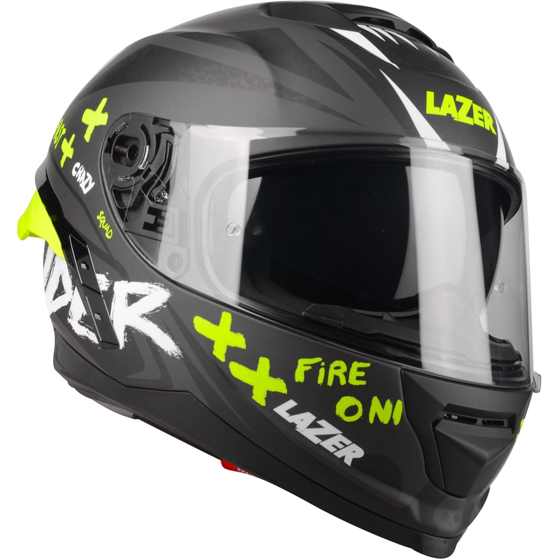 Casco integral de moto Lazer Rafale SR Ride Oni gris-blanco-amarillo fluo liquidación