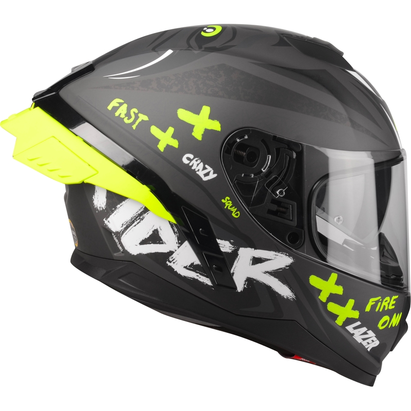 Casco integral de moto Lazer Rafale SR Ride Oni gris-blanco-amarillo fluo liquidación