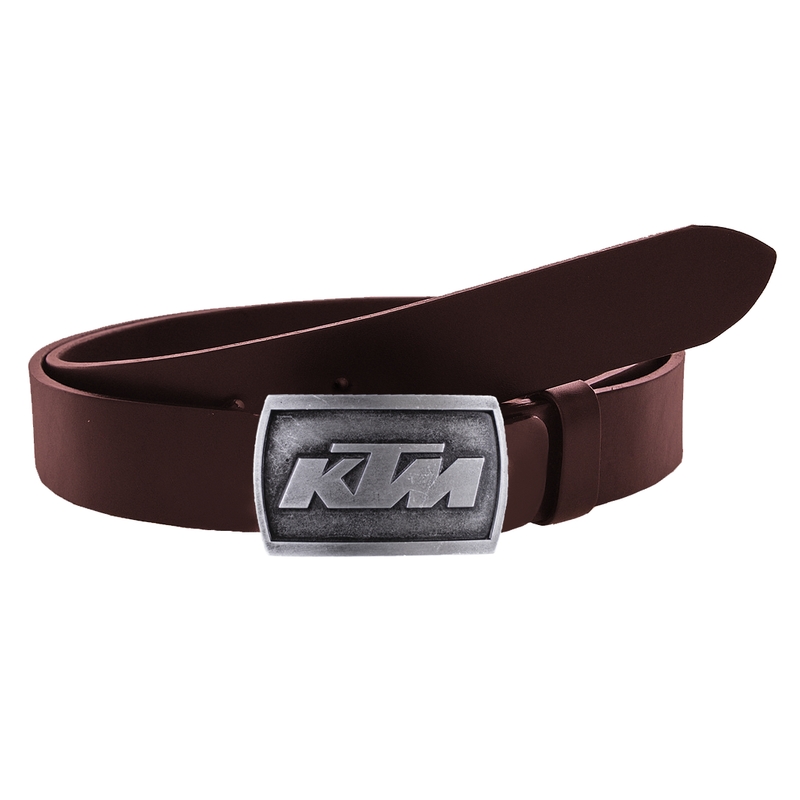 Cinturón de moto de cuero con hebilla KTM marrón