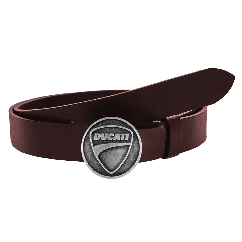Cinturón moto de cuero con hebilla Ducati marrón