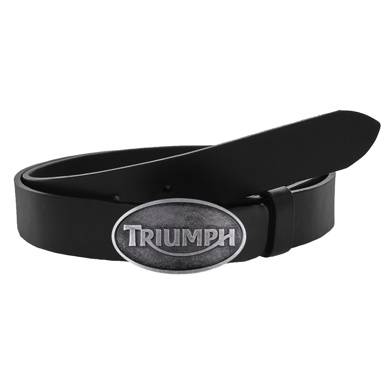 Cinturón de moto de cuero con hebilla Triumph