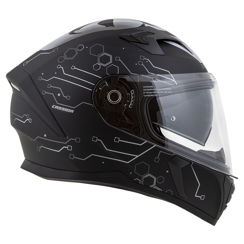 Casco de moto Cassida 3.0 Hack Vision Integral gris-plata-negro mate liquidación