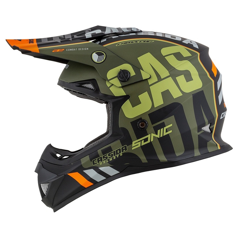 Casco de motocross Cassida Cross Cup Sonic naranja-verde mate