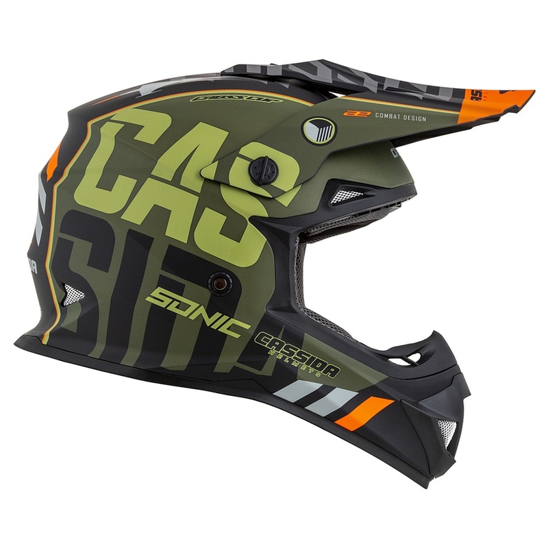Casco de motocross Cassida Cross Cup Sonic naranja-verde mate