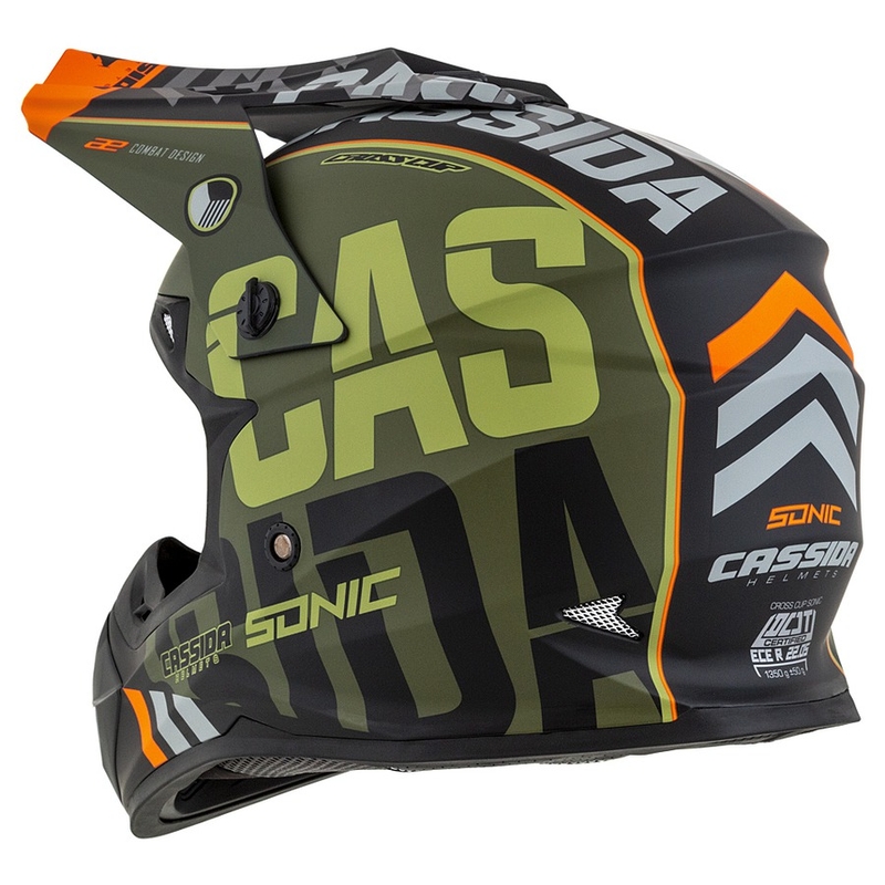 Casco de motocross Cassida Cross Cup Sonic naranja-verde mate