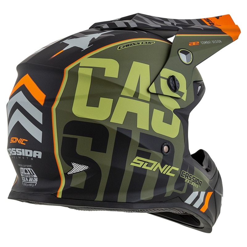 Casco de motocross Cassida Cross Cup Sonic naranja-verde mate