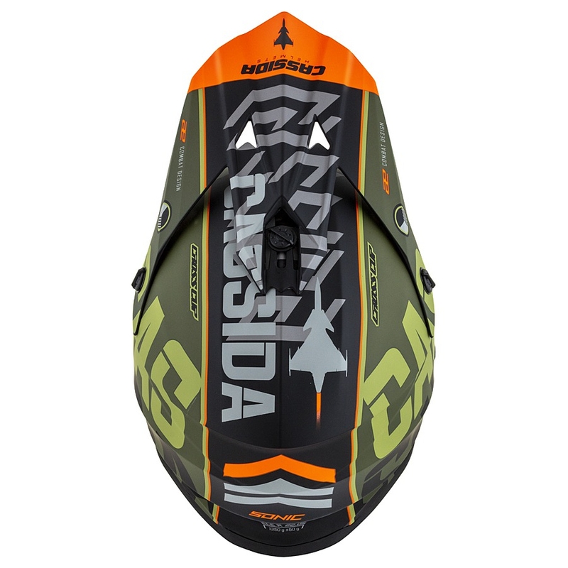 Casco de motocross Cassida Cross Cup Sonic naranja-verde mate
