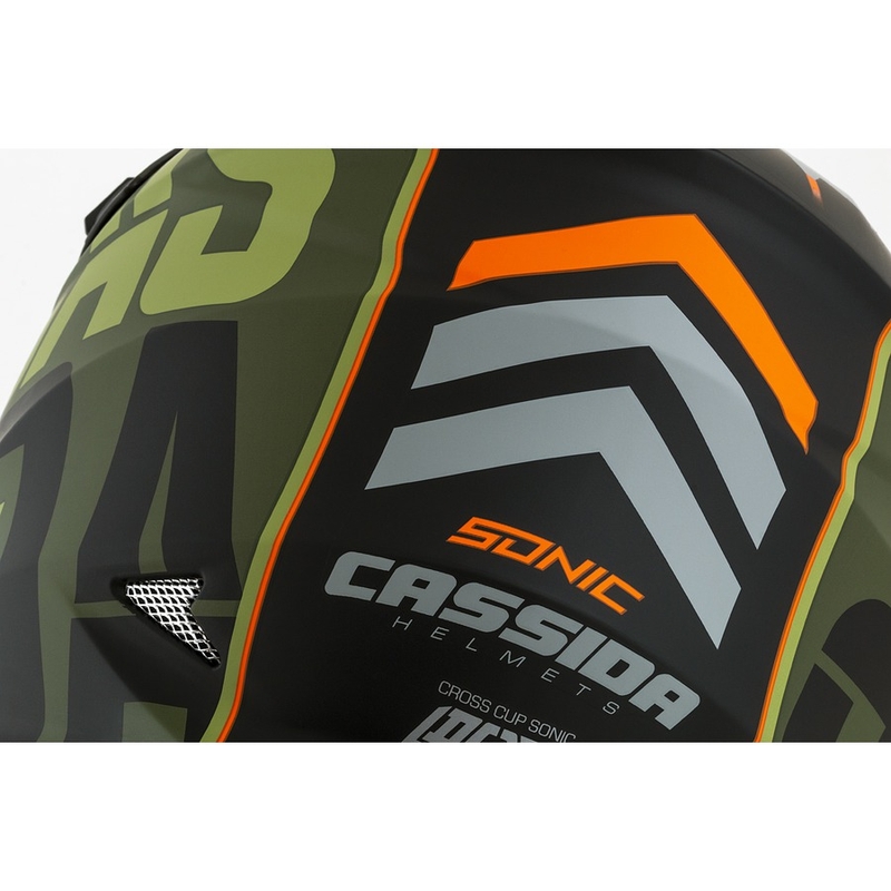 Casco de motocross Cassida Cross Cup Sonic naranja-verde mate