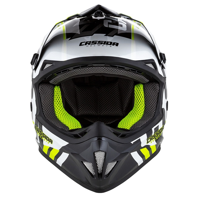 Casco Cassida Cross Cup Sonic Motocross negro-blanco-amarillo fluo