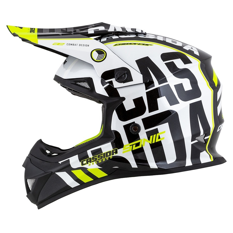 Casco Cassida Cross Cup Sonic Motocross negro-blanco-amarillo fluo