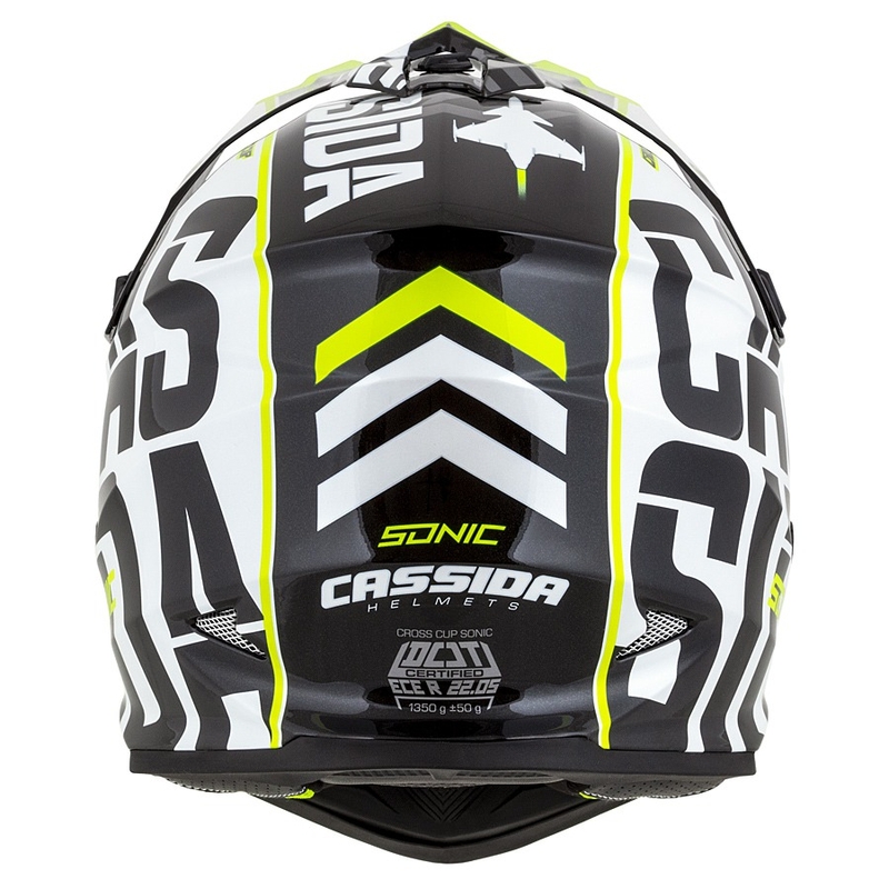 Casco Cassida Cross Cup Sonic Motocross negro-blanco-amarillo fluo