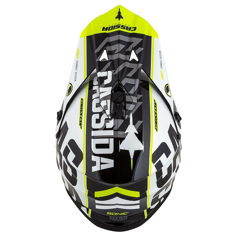 Casco Cassida Cross Cup Sonic Motocross negro-blanco-amarillo fluo