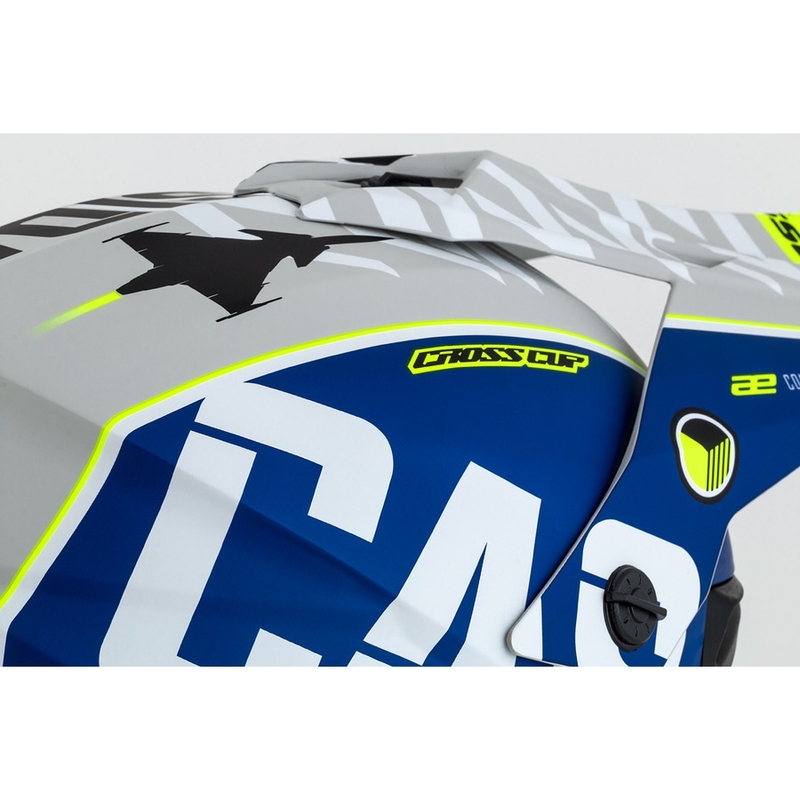 Casco de motocross Cassida Cross Cup Sonic fluo amarillo-azul mate