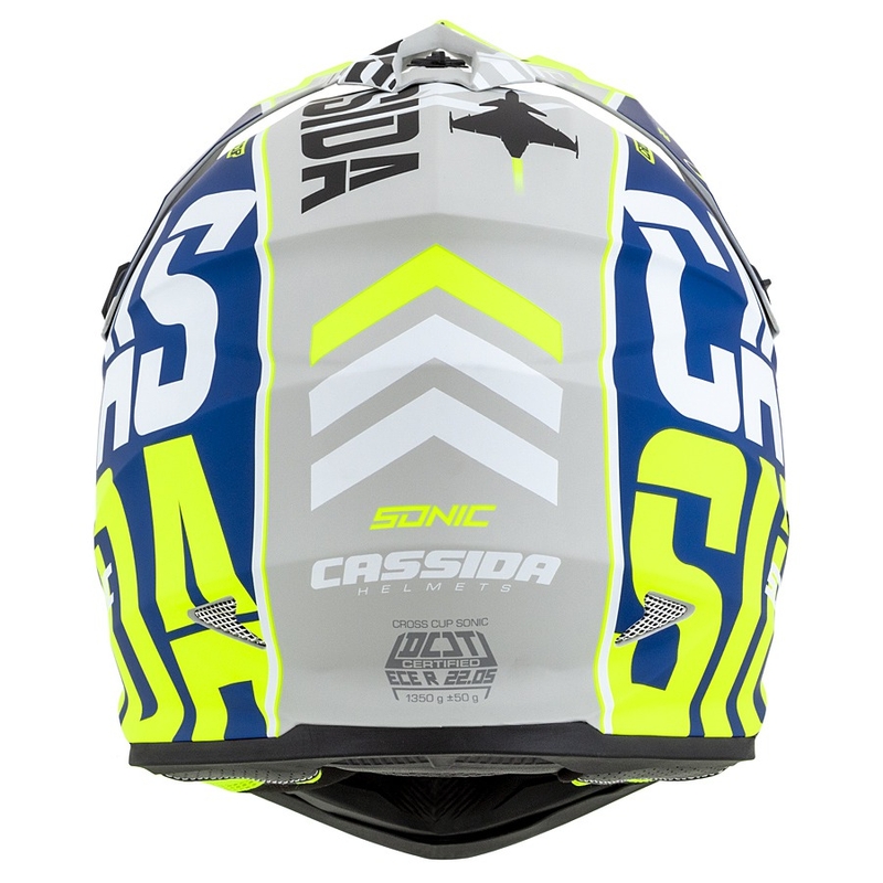 Casco de motocross Cassida Cross Cup Sonic fluo amarillo-azul mate