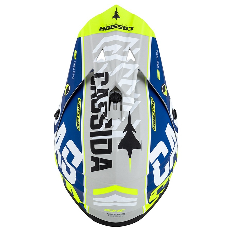 Casco de motocross Cassida Cross Cup Sonic fluo amarillo-azul mate