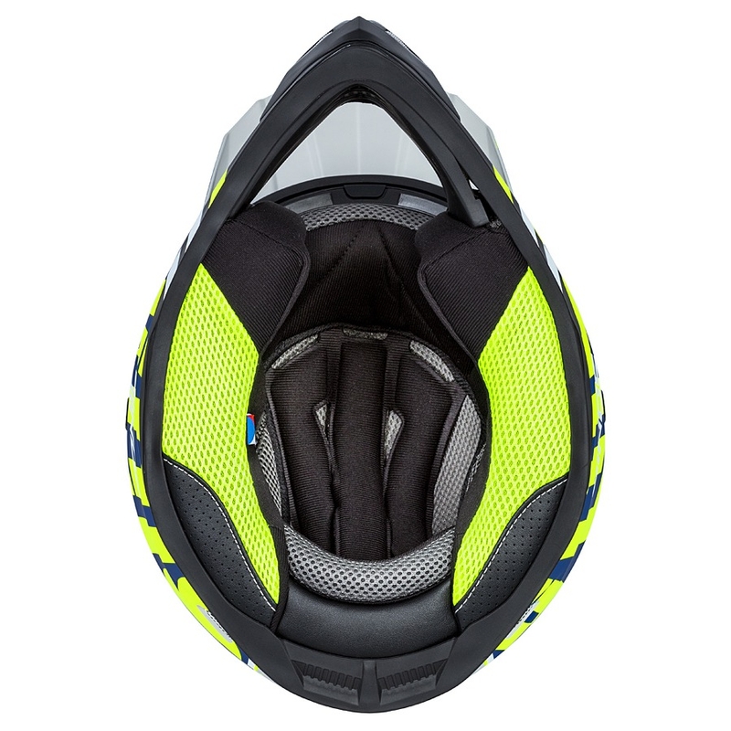 Casco de motocross Cassida Cross Cup Sonic fluo amarillo-azul mate