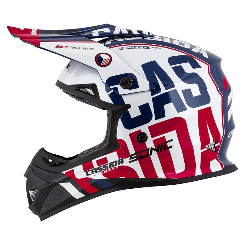 Casco de motocross Cassida Cross Cup Sonic rojo-azul-blanco