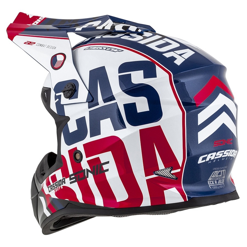 Casco de motocross Cassida Cross Cup Sonic rojo-azul-blanco