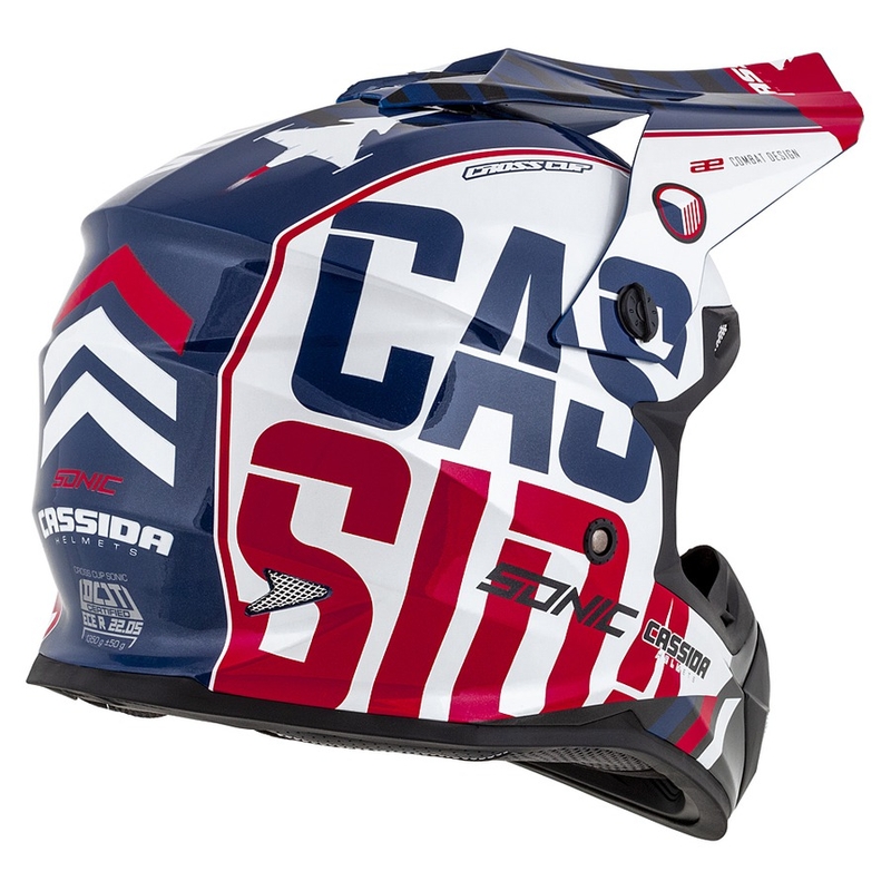 Casco de motocross Cassida Cross Cup Sonic rojo-azul-blanco