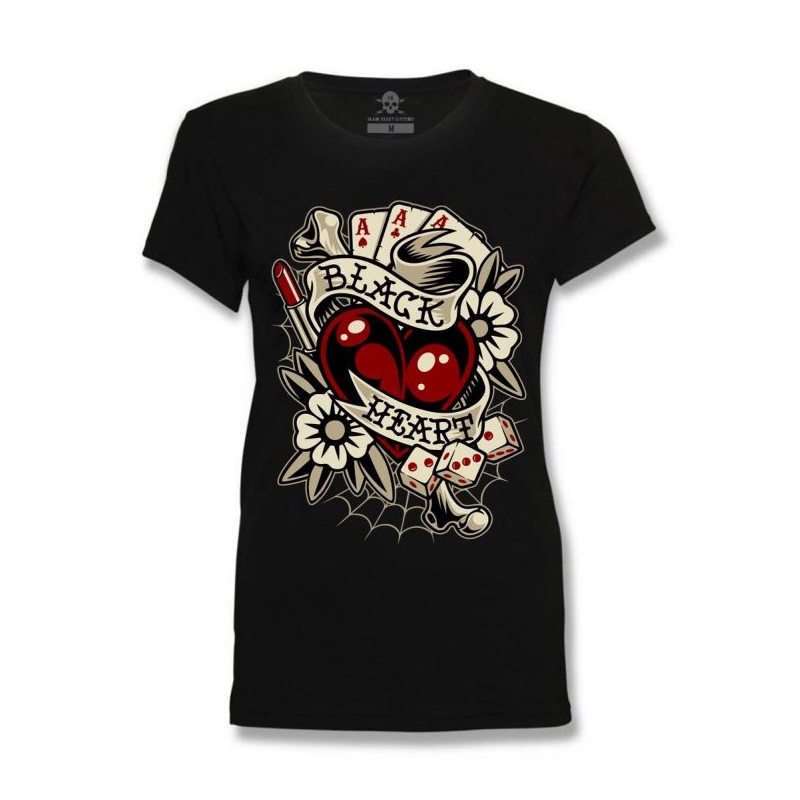 Dámské triko Black Heart Rockabilly Heart