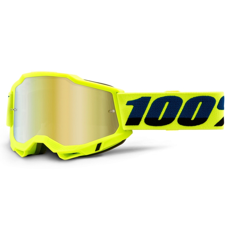 Gafas de motocross 100% ACCURI 2 amarillo fluo (plexi espejado dorado)