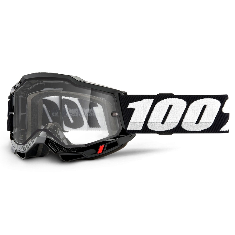 Gafas de motocross 100% ACCURI 2 negras (doble plexi transparente)