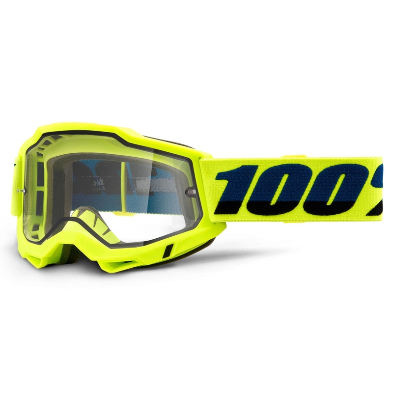 Gafas de motocross 100% ACCURI 2 amarillo fluo (doble plexi transparente)