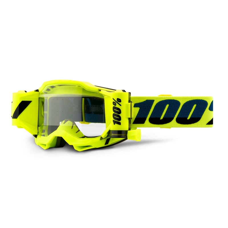 Motokrosové brýle 100% ACCURI 2 Roll-Off fluo žluté (čiré plexi) výprodej