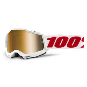 Gafas de motocross para niños 100% ACCURI 2 blancas (plexi dorado)