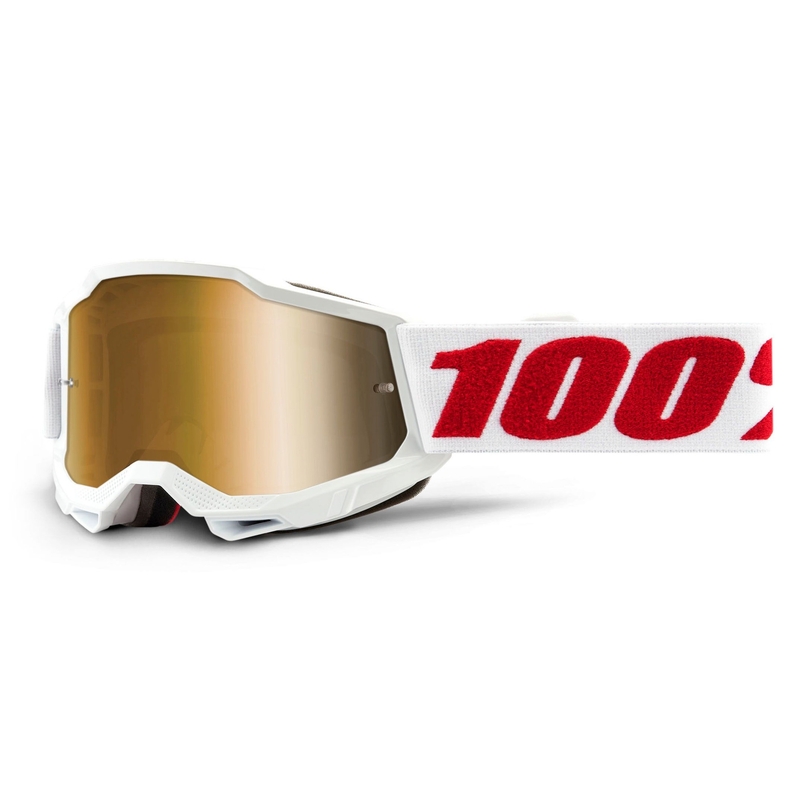 Gafas de motocross para niños 100% ACCURI 2 blancas (plexi dorado)