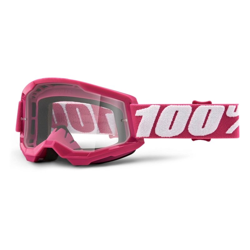 Gafas de motocross 100% STRATA 2 Fletcher rosa (plexi transparente)