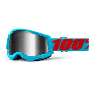 Gafas de motocross 100% STRATA 2 Summit azul (plexi espejado plateado)