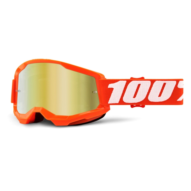 Gafas de motocross 100% STRATA 2 Naranja (plexi espejado dorado)