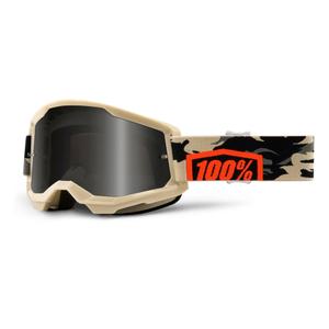 Gafas de motocross 100% STRATA 2 Sand Kombat beige (plexi ahumado)