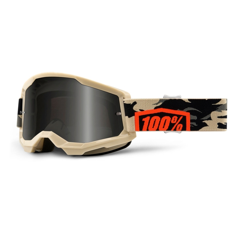 Gafas de motocross 100% STRATA 2 Sand Kombat beige (plexi ahumado)