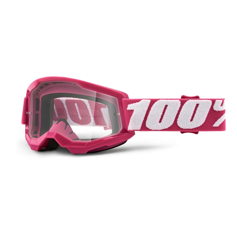 Gafas de motocross para niños 100% STRATA 2 rosa (plexi transparente)