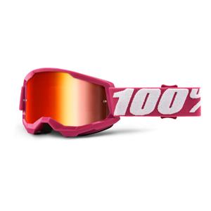 Gafas de motocross para niños 100% STRATA 2 rosa (plexi rojo espejado)