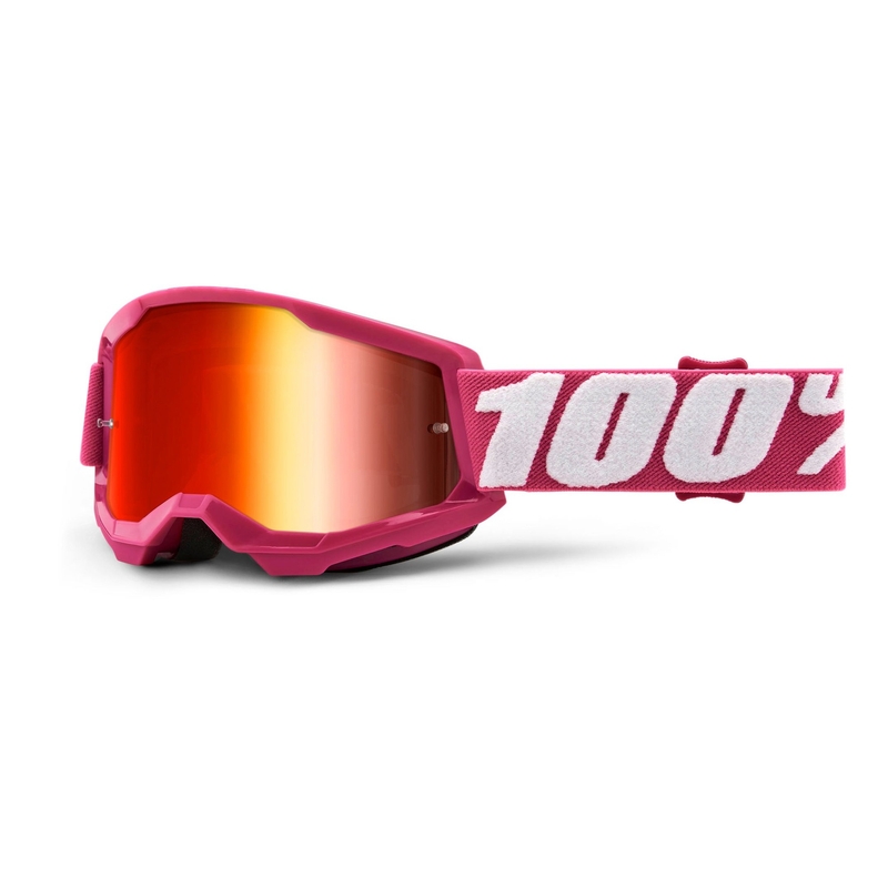 Gafas de motocross para niños 100% STRATA 2 rosa (plexi rojo espejado)