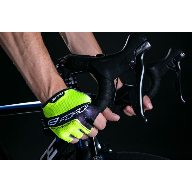Guantes FORCE Rival negro-amarillo fluorescente liquidación