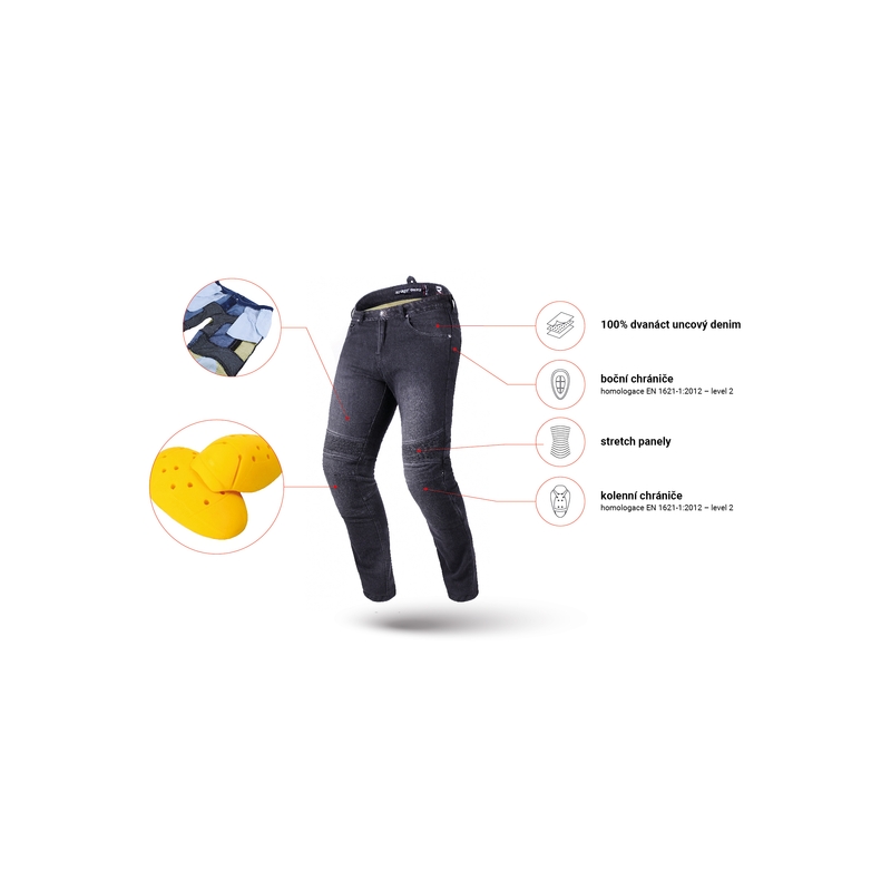 Vaqueros de moto recortados Street Racer Spike II CE Negro
