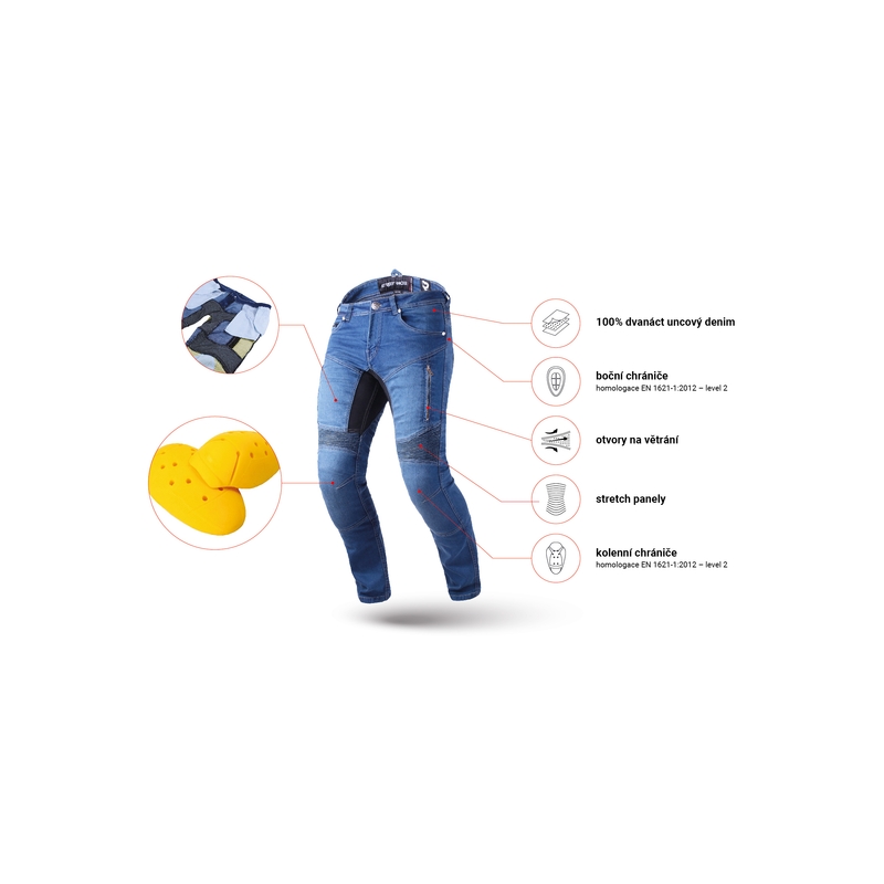 Vaqueros de moto Street Racer Stretch II CE azules