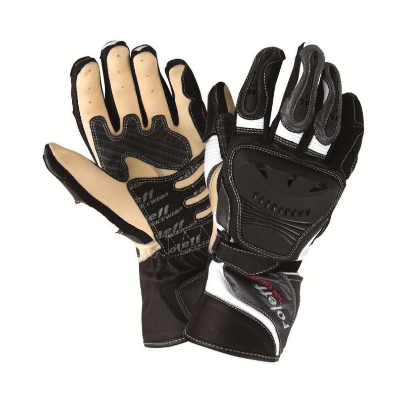 Guantes de moto Roleff Sachsenring blanco y negro