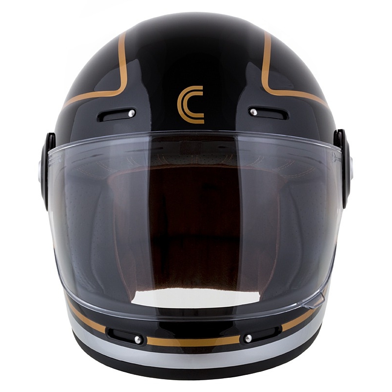 Casco integral de moto Cassida Fibre Jawa Sport negro-plata-oro