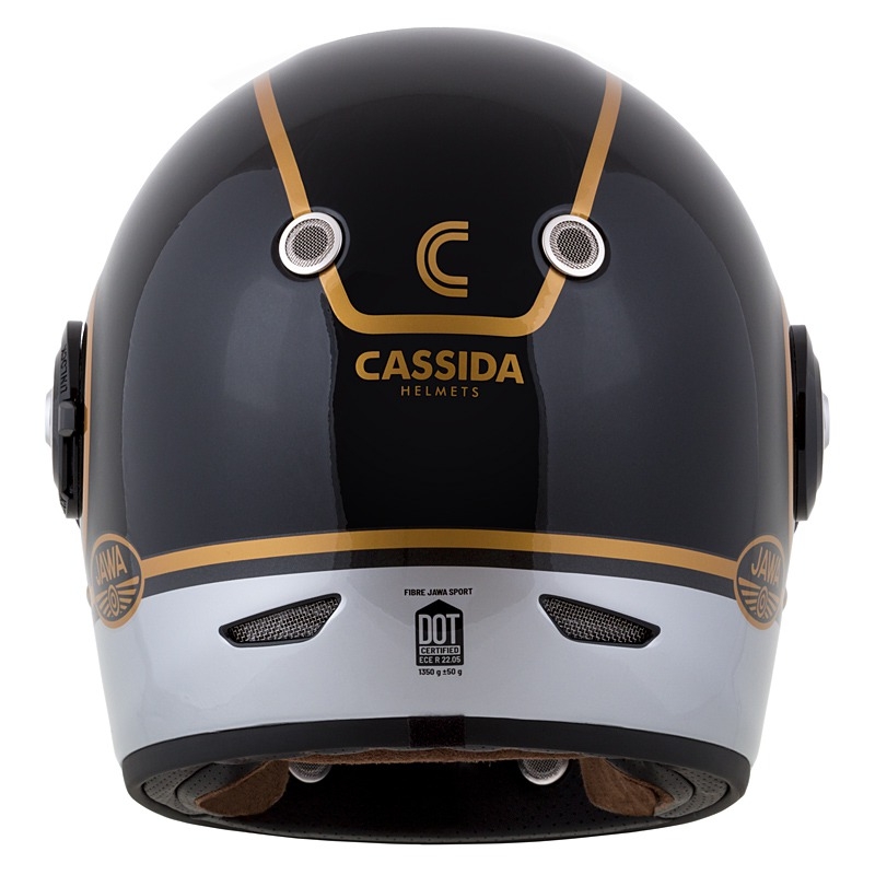 Casco integral de moto Cassida Fibre Jawa Sport negro-plata-oro