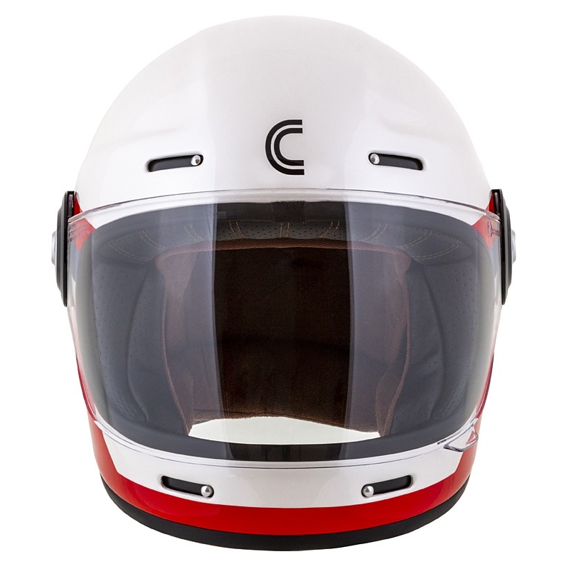 Casco integral de moto Cassida Fibre OPG blanco-azul-rojo