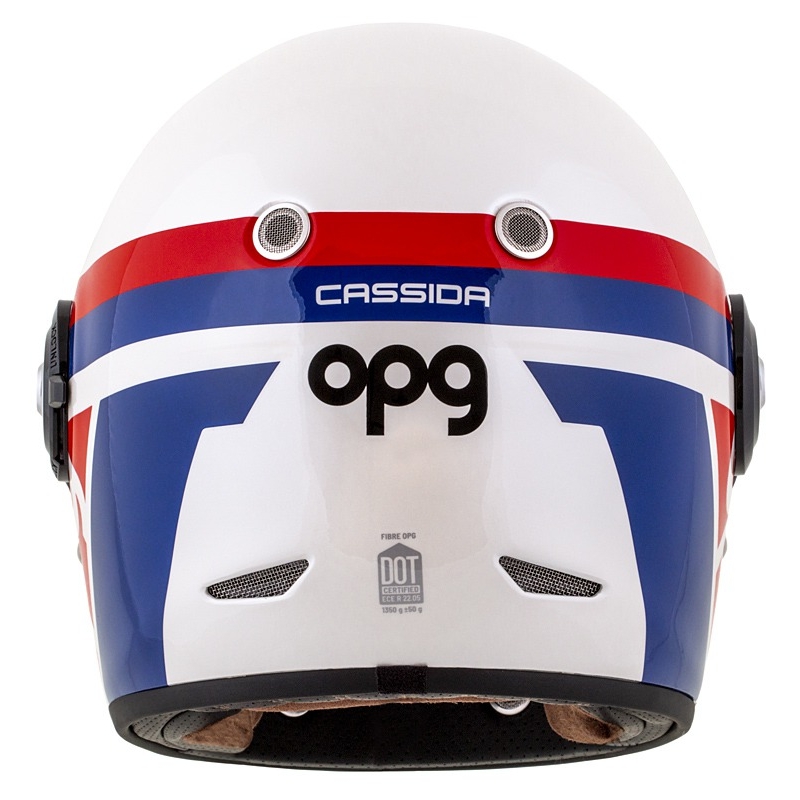 Casco integral de moto Cassida Fibre OPG blanco-azul-rojo